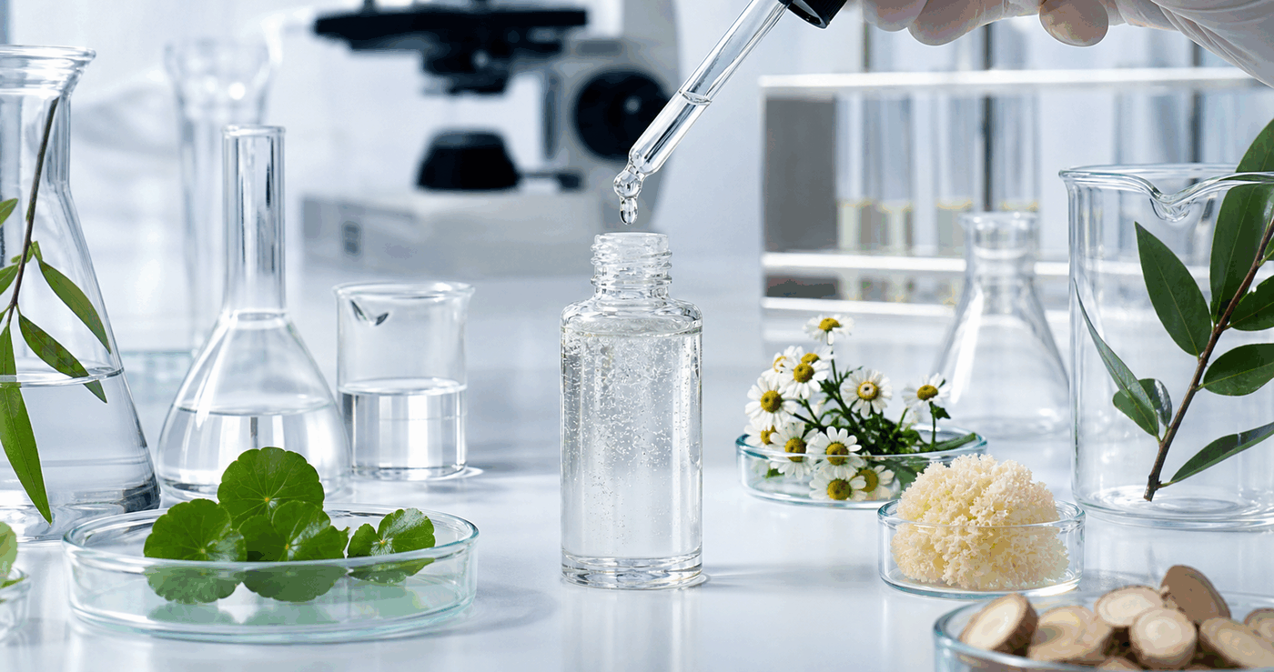 Panthenol Soothing Repair Serum formulation laboratory visual