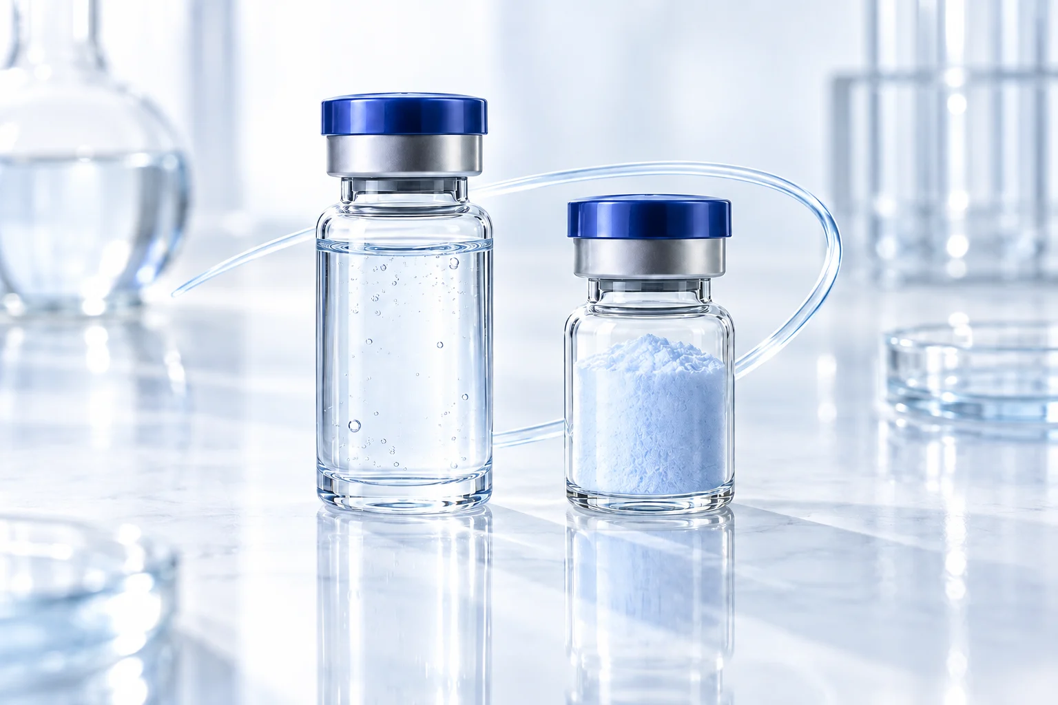 Hydrating serum and freeze-dried powder presented as a coordinated set